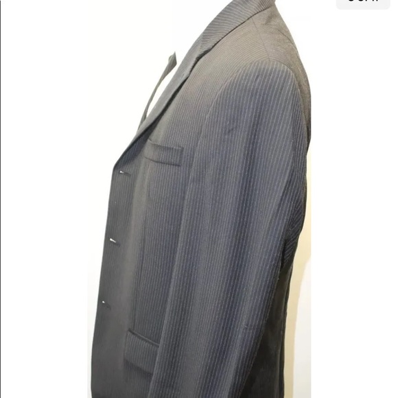 Calvin Klein Pin Stripe Black Blazer Lined Made In Canada 40R 100% Wool Men - Picture 9 of 13